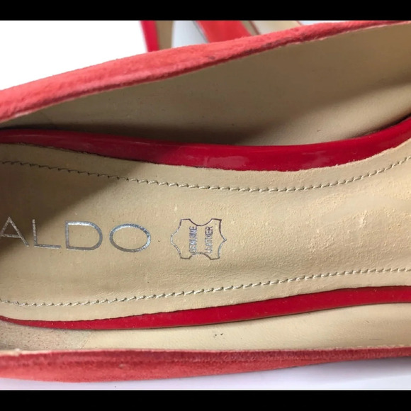 🛍️3/$40 Aldo Red Suede Stiletto Platform Shoe Size 38 - Picture 6 of 6